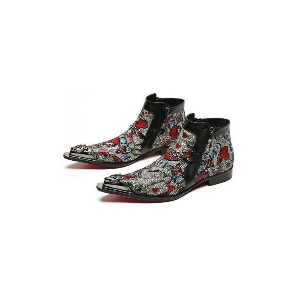 Bottes Pour Hommes Mocassins À La Mode Avec Pointe Métal Exotique Chic - Multicolore