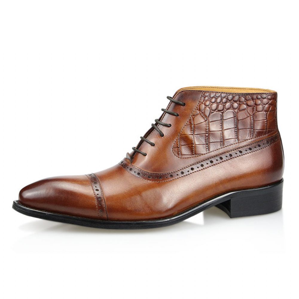 Bottes Pour Hommes Opulent Croctex Habillées À Bout Pointu - Café