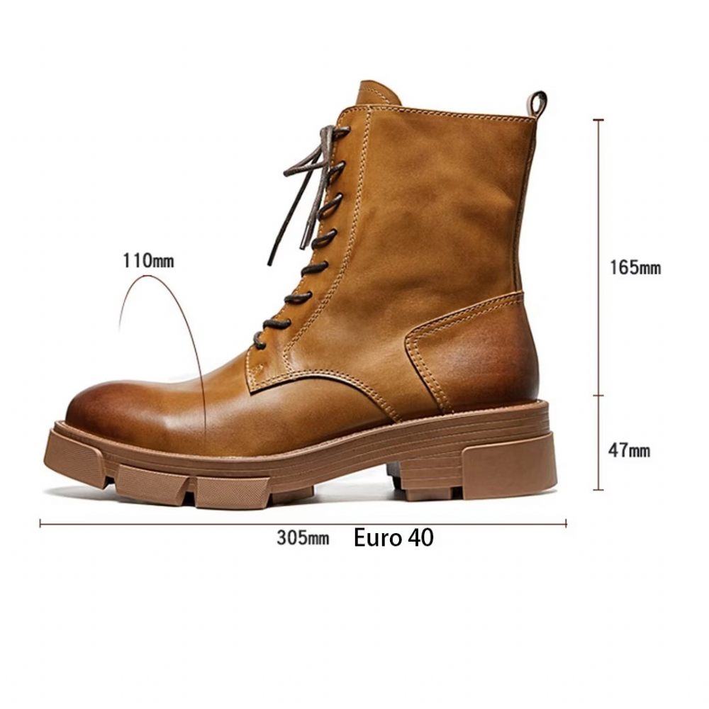 Bottes Pour Hommes Peau Mouton Chic Bottines Découpées Vintage - Marron