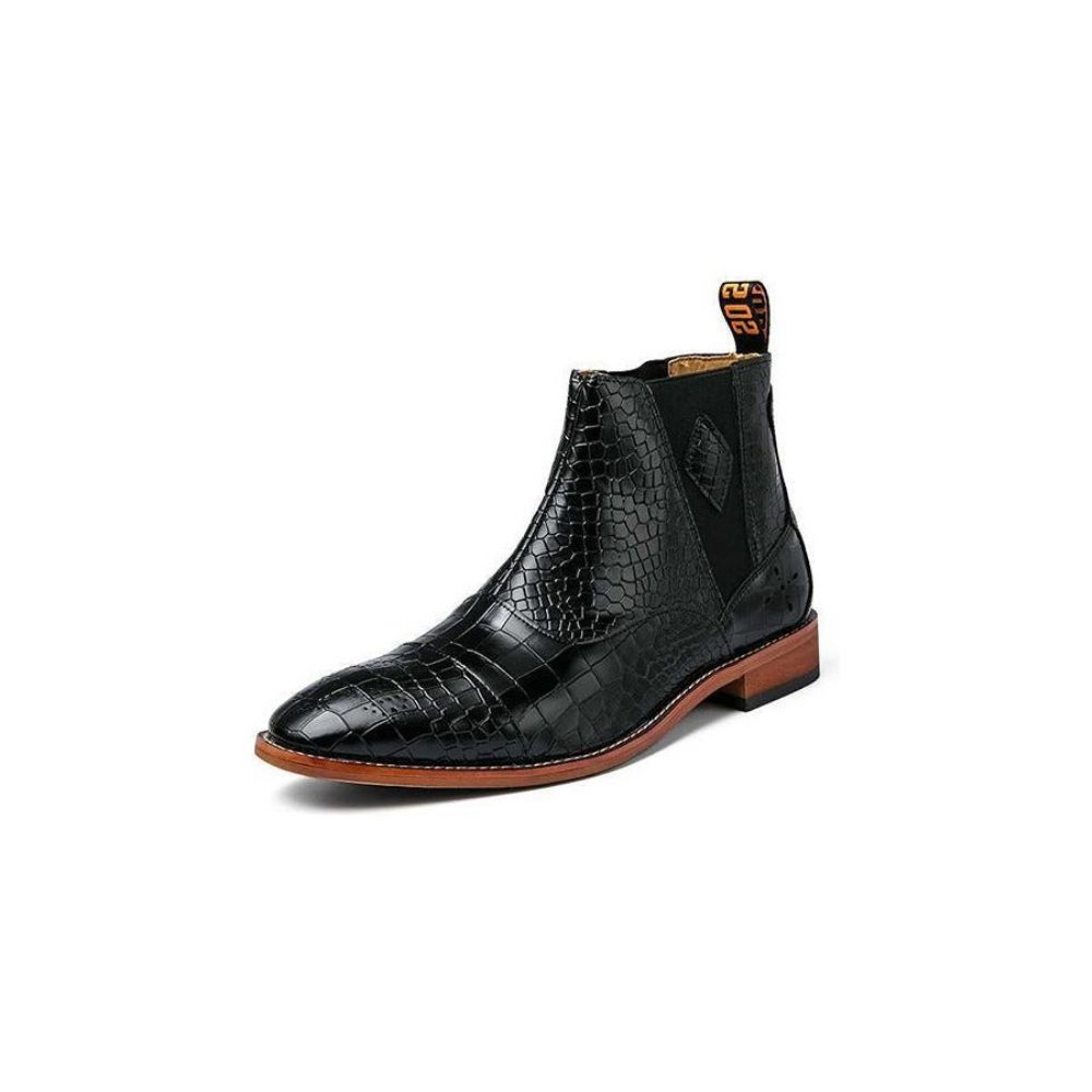 Bottes Pour Hommes Peau Serpent Chic Chelsea À Bout Pointu Vintage