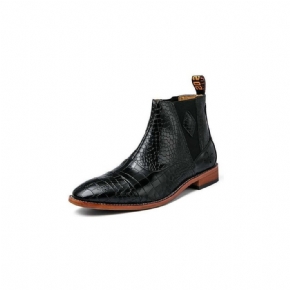 Bottes Pour Hommes Peau Serpent Chic Chelsea À Bout Pointu Vintage