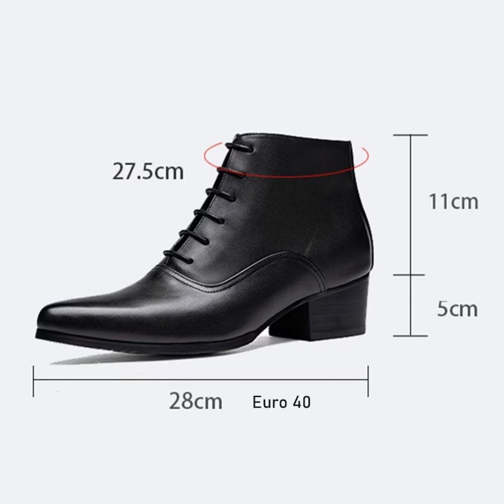 Bottes Pour Hommes Pointues À Lacets - Noir