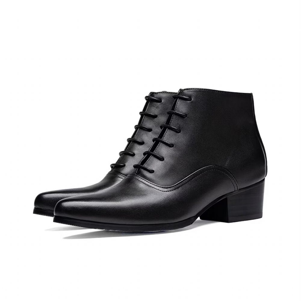 Bottes Pour Hommes Pointues À Lacets - Noir