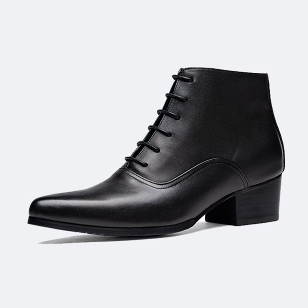 Bottes Pour Hommes Pointues À Lacets - Noir