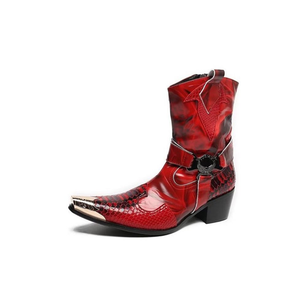 Bottes Pour Hommes Power Boots Opulentes Cuir Crocodile - Rouge