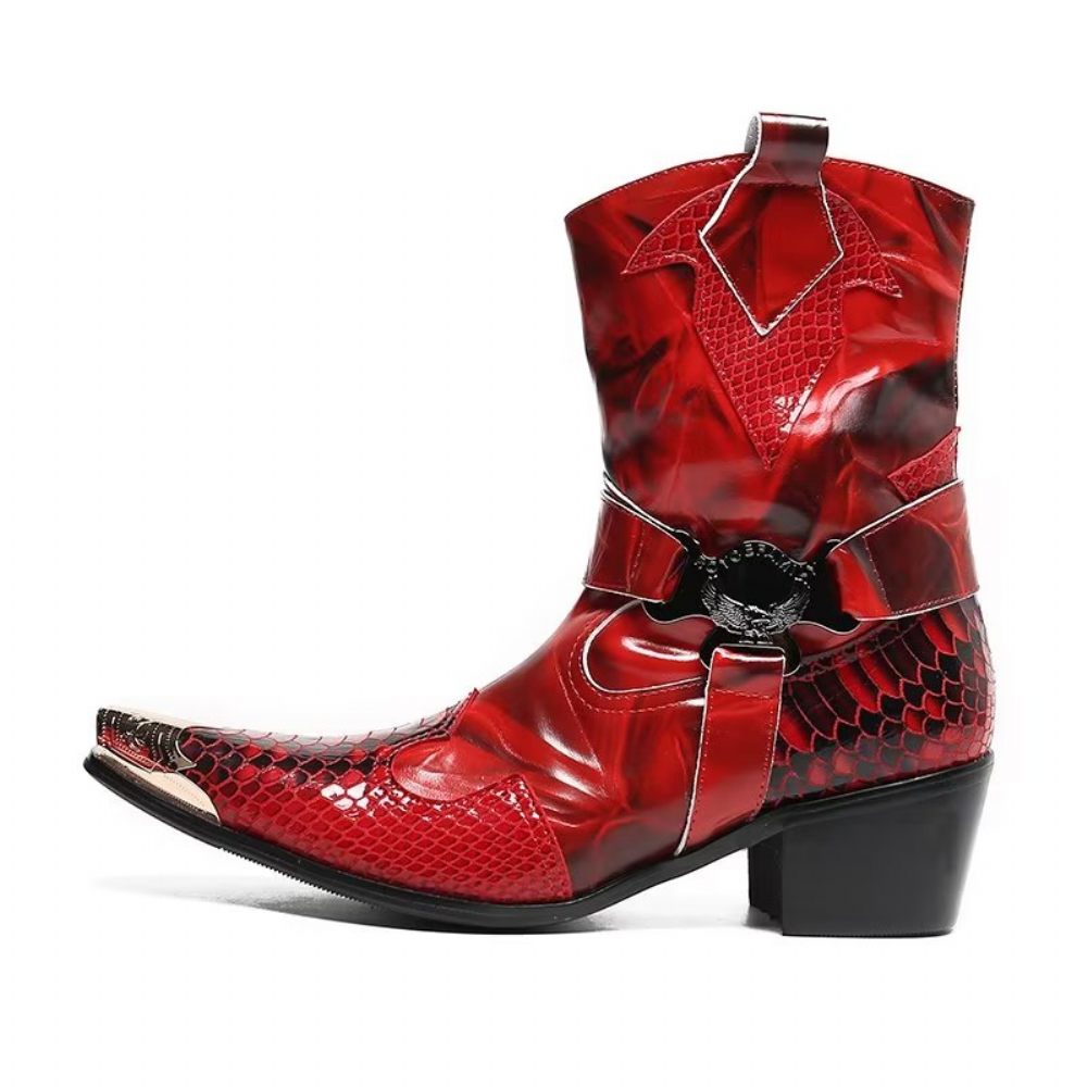 Bottes Pour Hommes Power Boots Opulentes Cuir Crocodile - Rouge