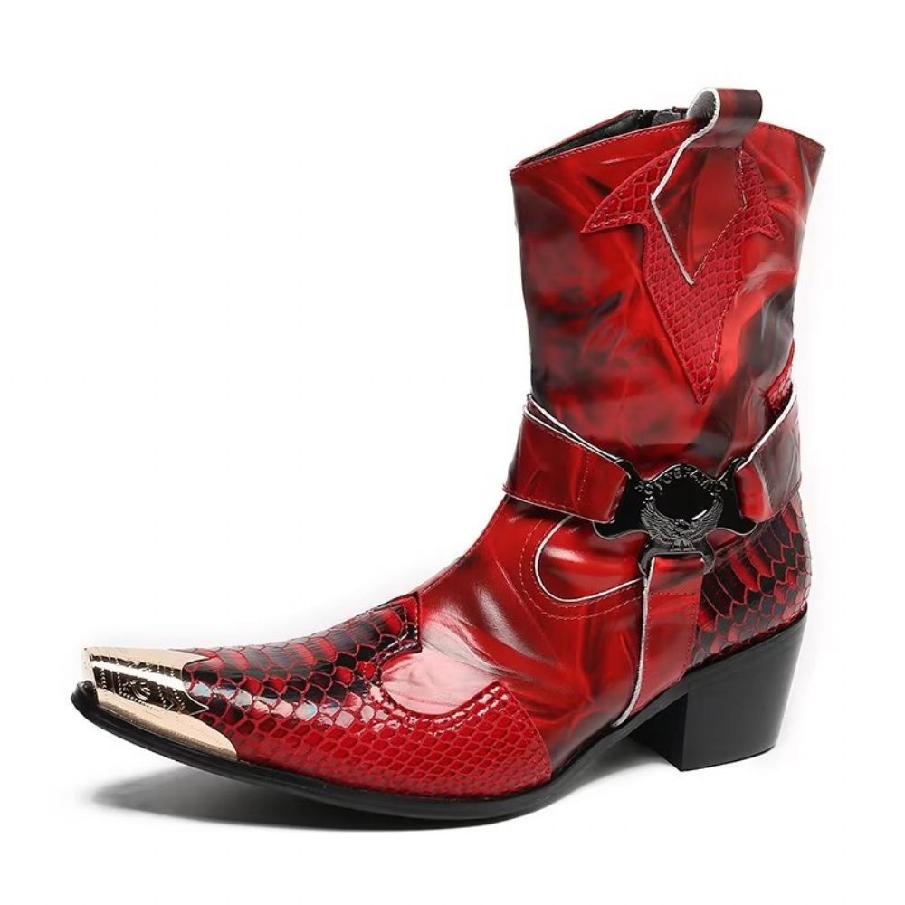 Bottes Pour Hommes Power Boots Opulentes Cuir Crocodile - Rouge