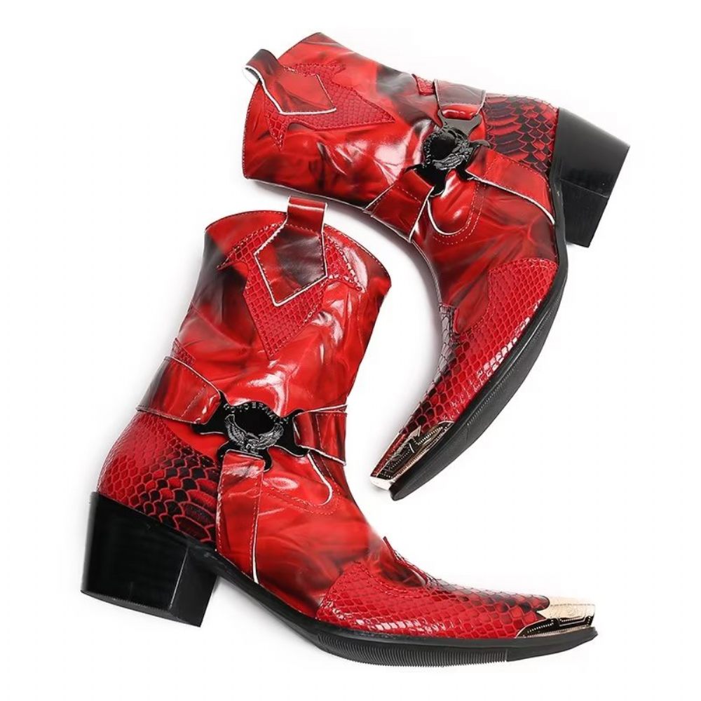 Bottes Pour Hommes Power Boots Opulentes Cuir Crocodile - Rouge