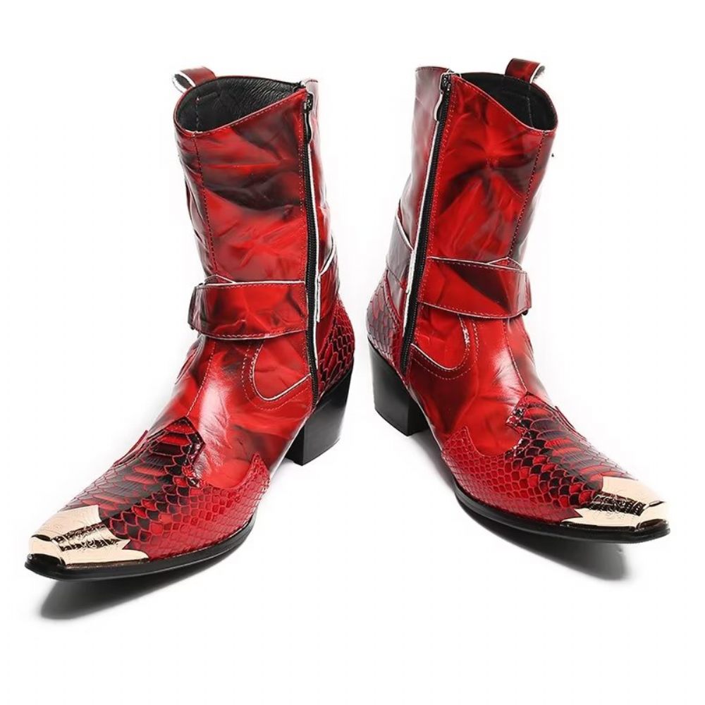 Bottes Pour Hommes Power Boots Opulentes Cuir Crocodile - Rouge