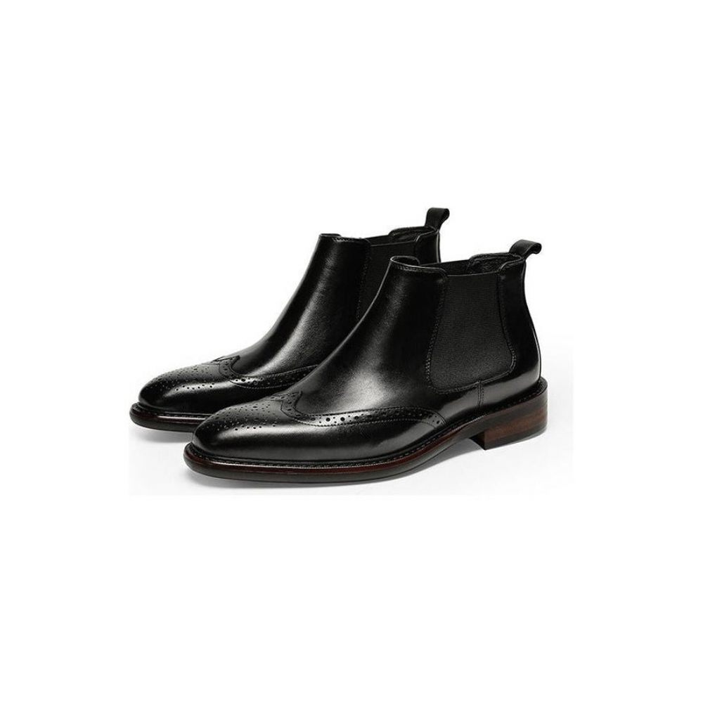 Bottes Pour Hommes Richelieu Exotiques À Bout Pointu - Noir