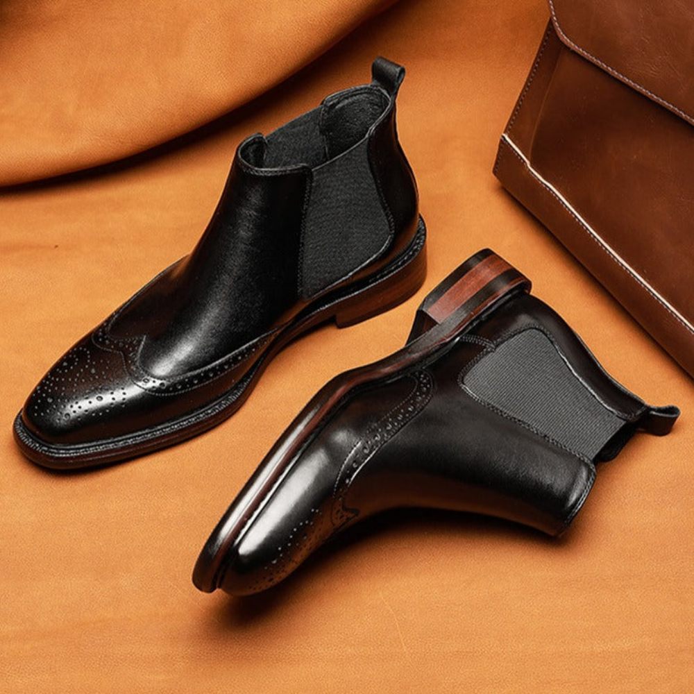 Bottes Pour Hommes Richelieu Exotiques À Bout Pointu - Noir