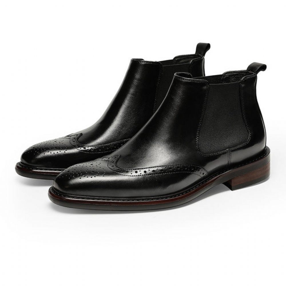 Bottes Pour Hommes Richelieu Exotiques À Bout Pointu - Noir