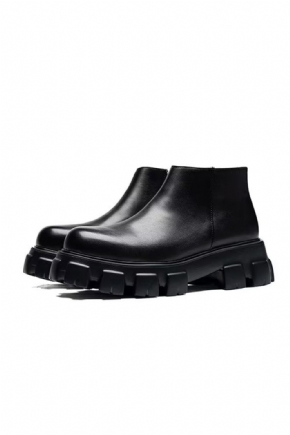 Bottes Pour Hommes Style Surélevé Cuir À La Cheville