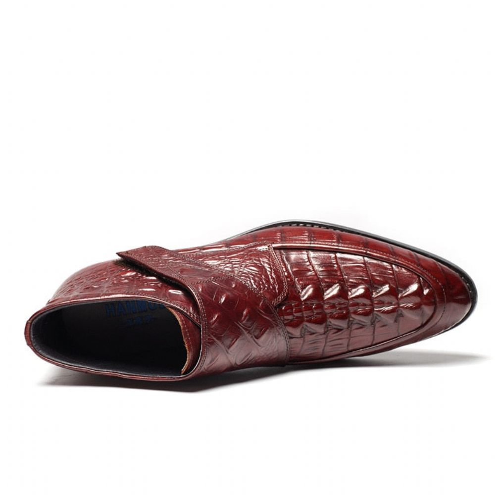 Bottes Pour Hommes Vin Souples Cuir Crocodile Luxe - Rouge