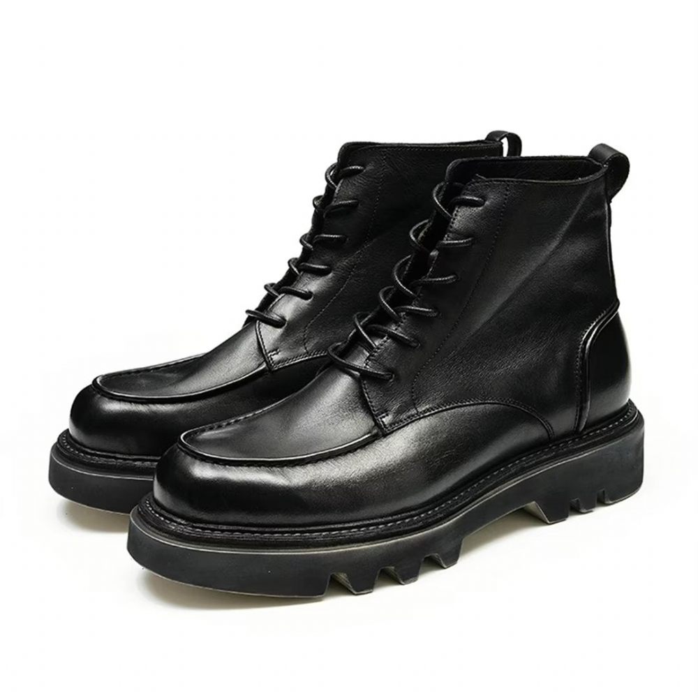 Bottes Loisirs Cuir Vache Pour Hommes - Noir