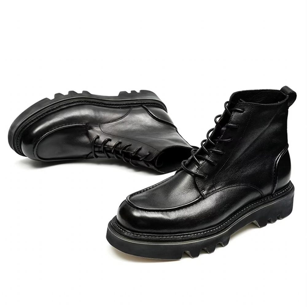 Bottes Loisirs Cuir Vache Pour Hommes - Noir