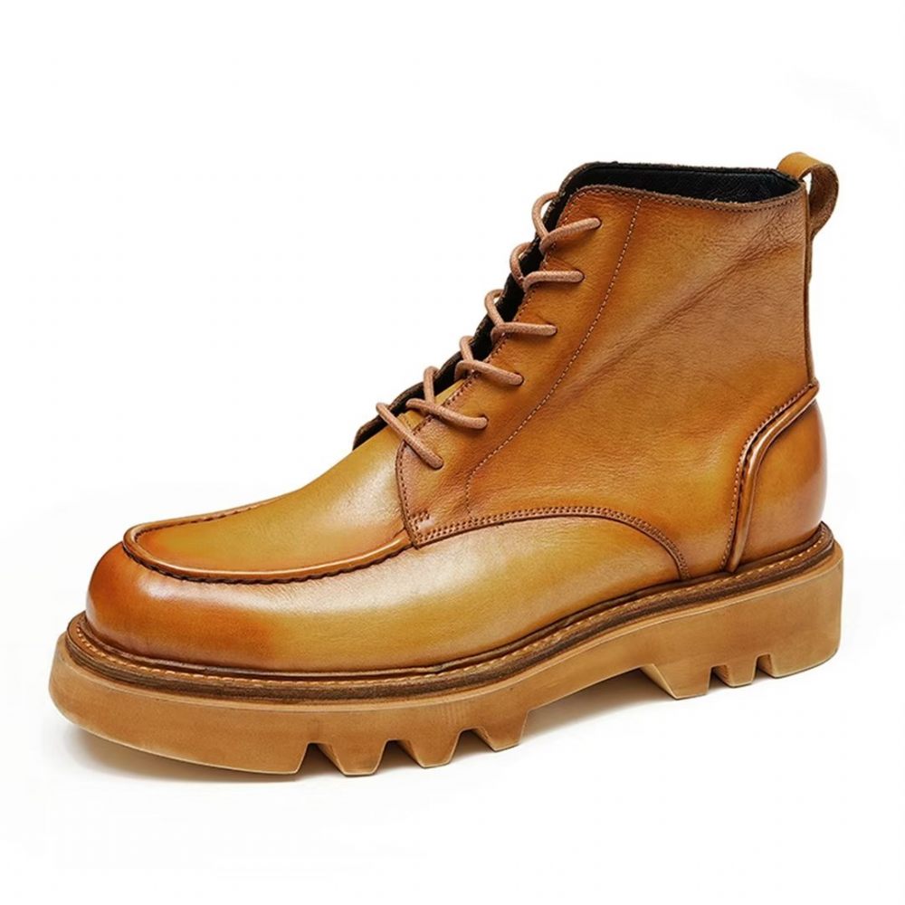 Bottes Loisirs Cuir Vache Pour Hommes - Marron