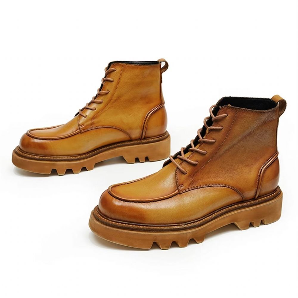 Bottes Loisirs Cuir Vache Pour Hommes - Marron