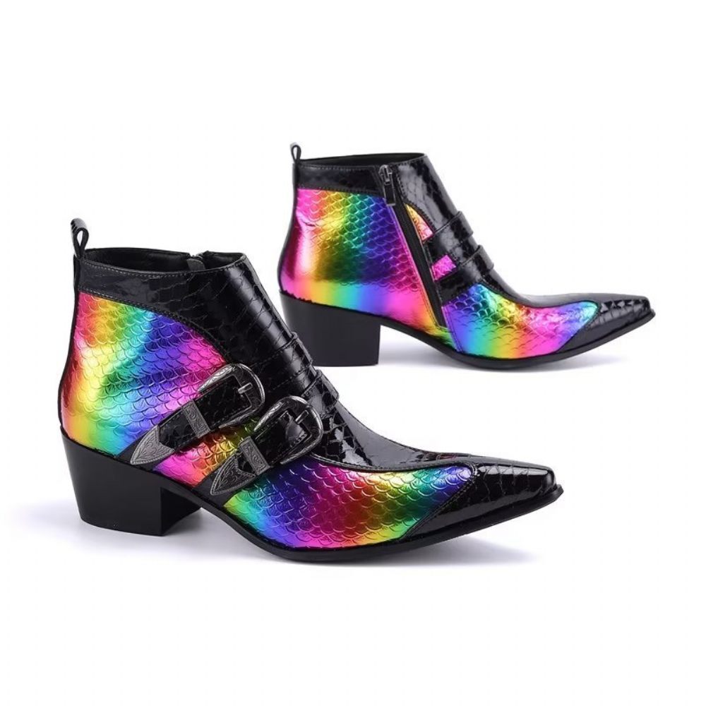 Bottes Luxe Pour Hommes Habillées Cuir Véritable Exotica - Multicolore