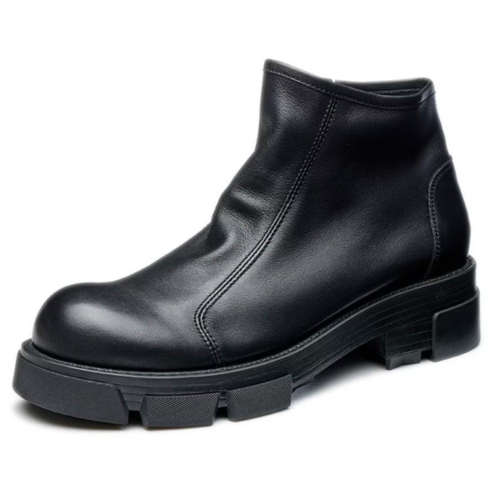 Bottines Élégantes Cuir Vache Pour Hommes Bicolores À Enfiler