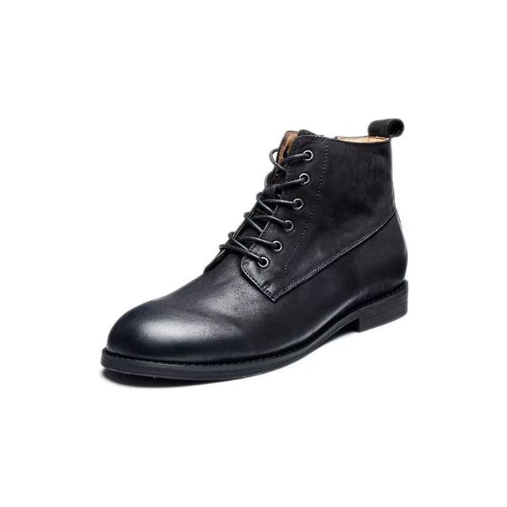 Bottines Élégantes À Lacets Cuir Vache Pour Hommes