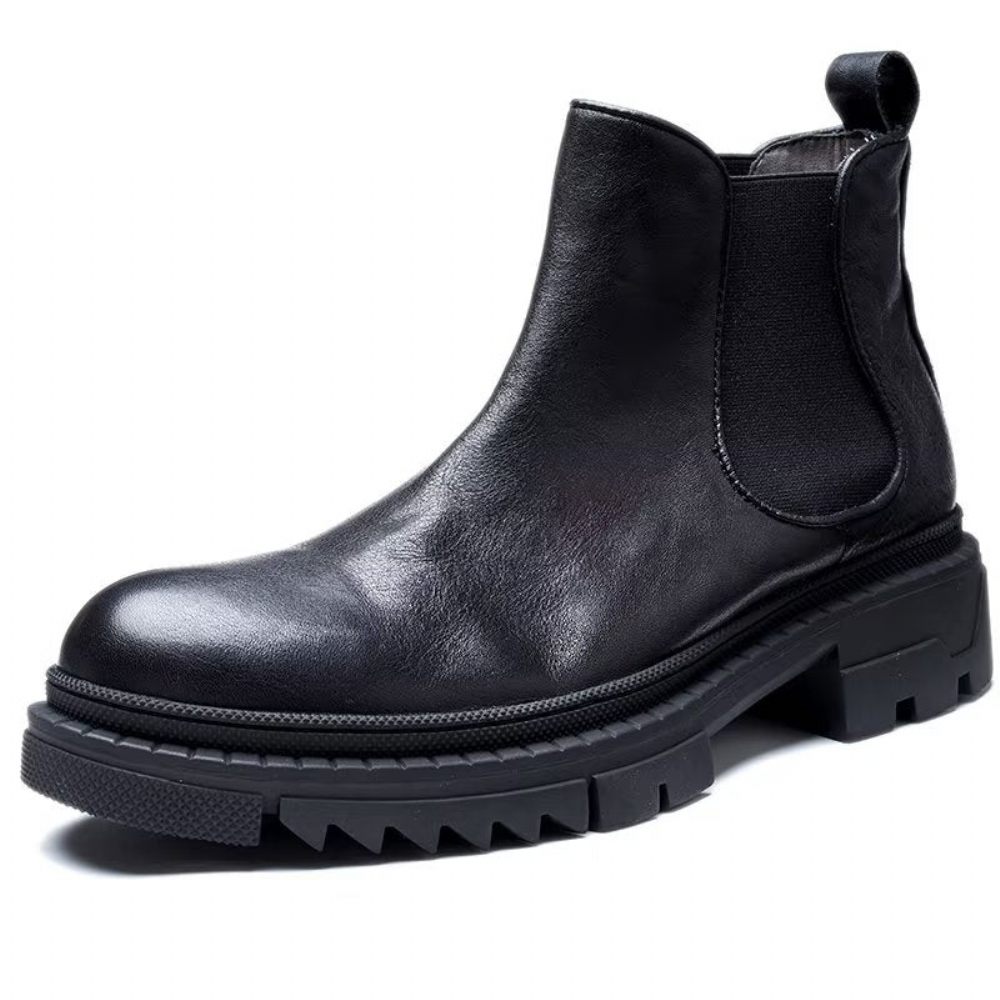 Bottines À Enfiler Cuir Vache Pour Hommes - Noir