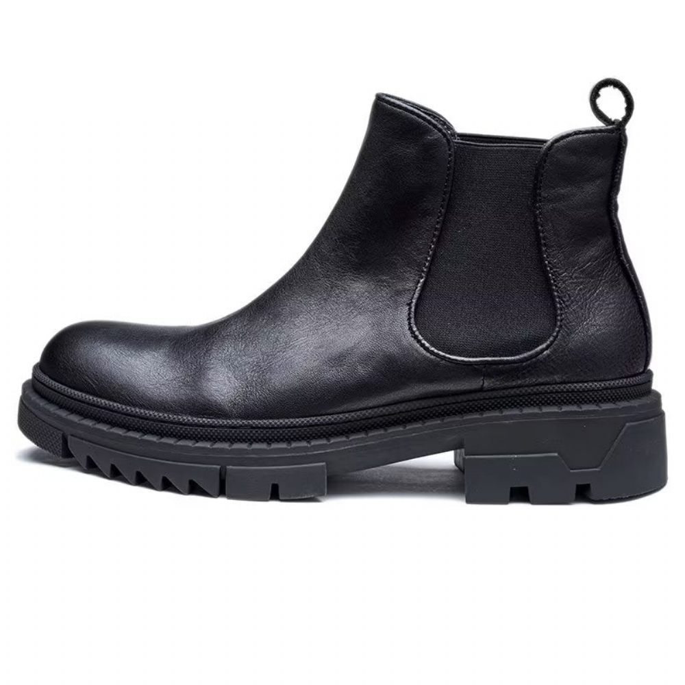 Bottines À Enfiler Cuir Vache Pour Hommes - Noir