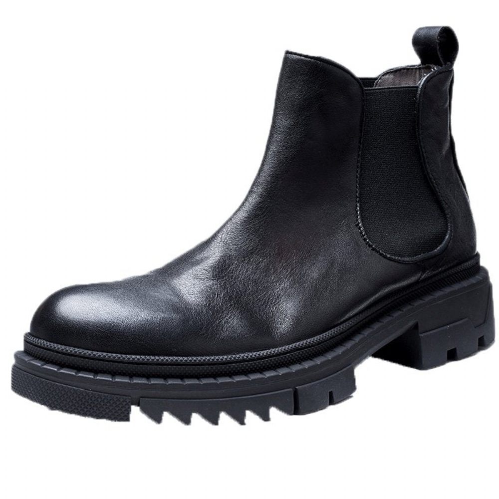 Bottines À Enfiler Cuir Vache Pour Hommes - Noir