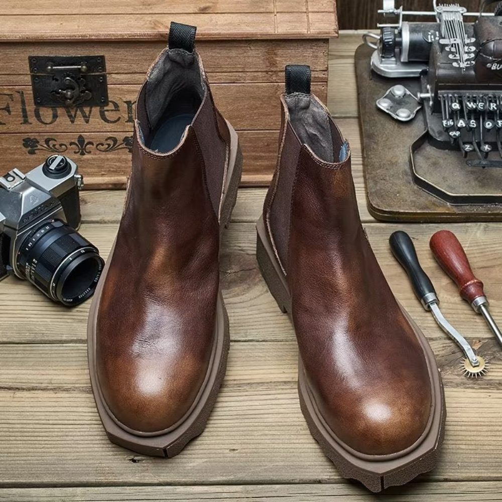 Bottines À Enfiler Elegance Pour Hommes - Café