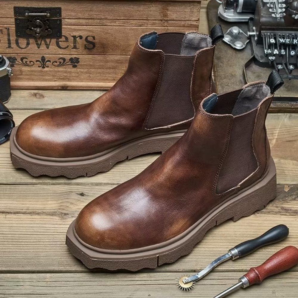 Bottines À Enfiler Elegance Pour Hommes - Café