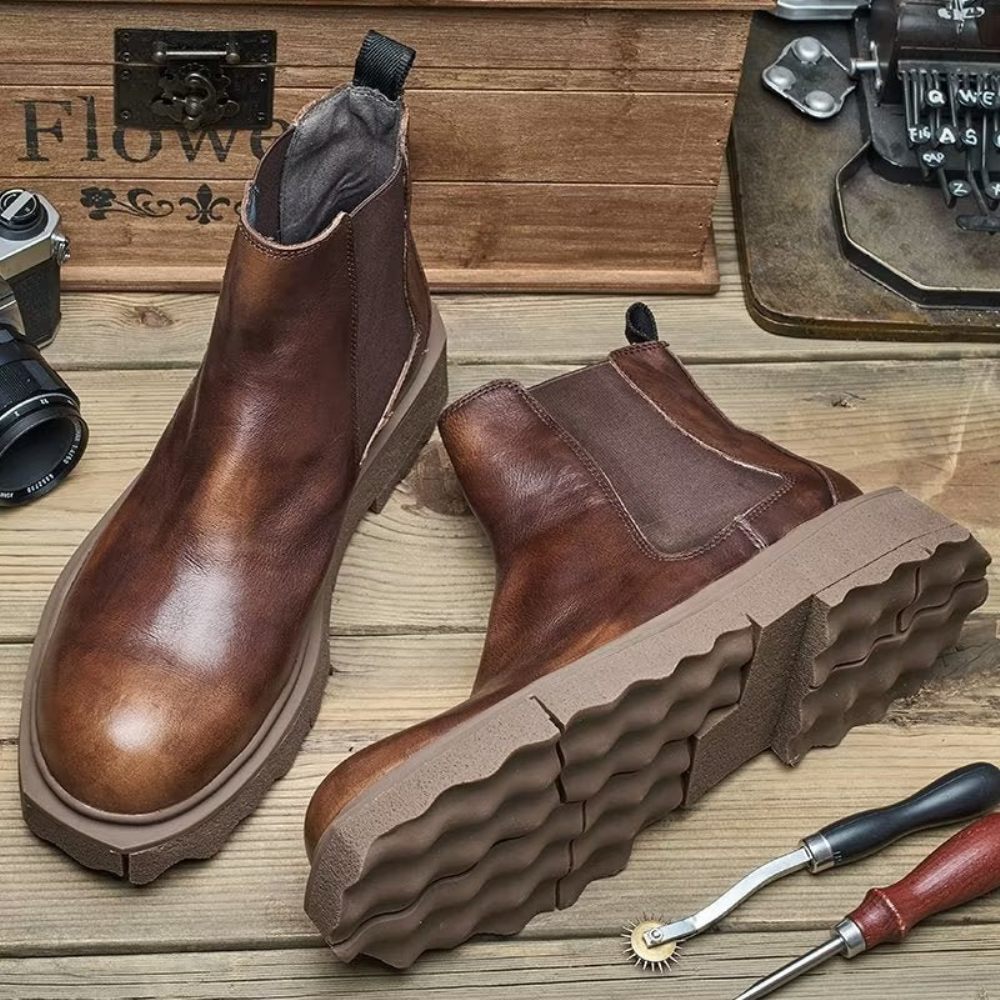 Bottines À Enfiler Elegance Pour Hommes - Café