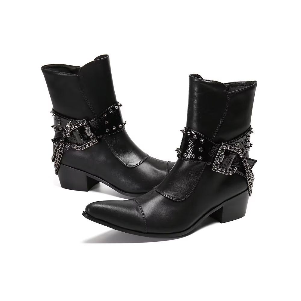 Bottines Homme Flashy Cuir Chic - Noir