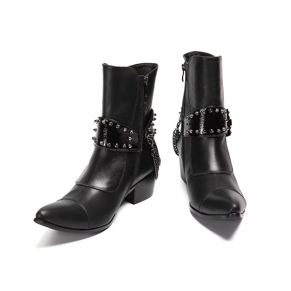 Bottines Homme Flashy Cuir Chic - Noir