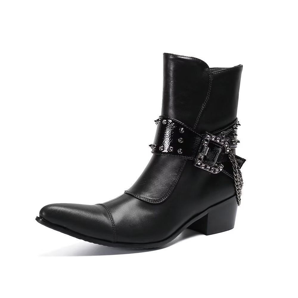 Bottines Homme Flashy Cuir Chic - Noir