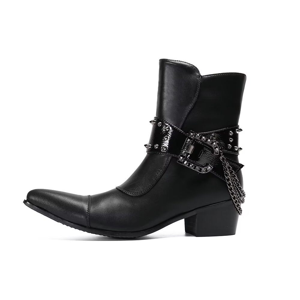 Bottines Homme Flashy Cuir Chic - Noir