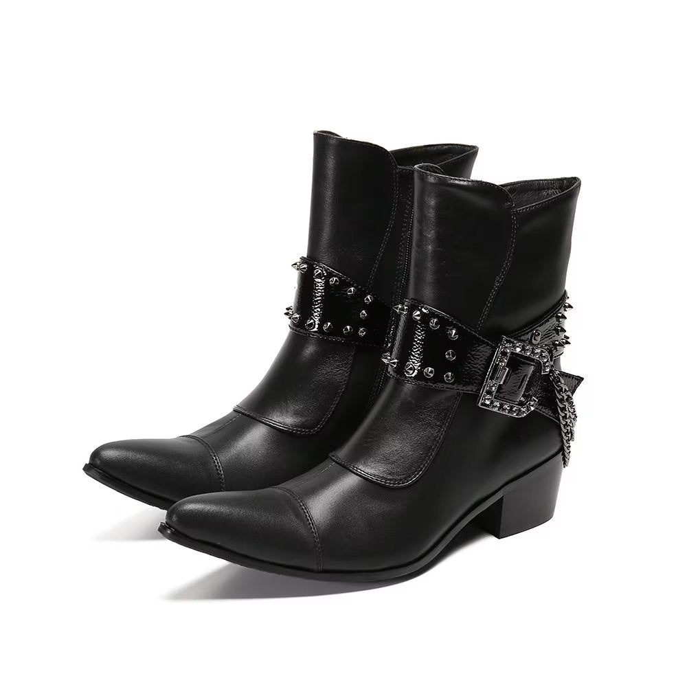 Bottines Homme Flashy Cuir Chic - Noir