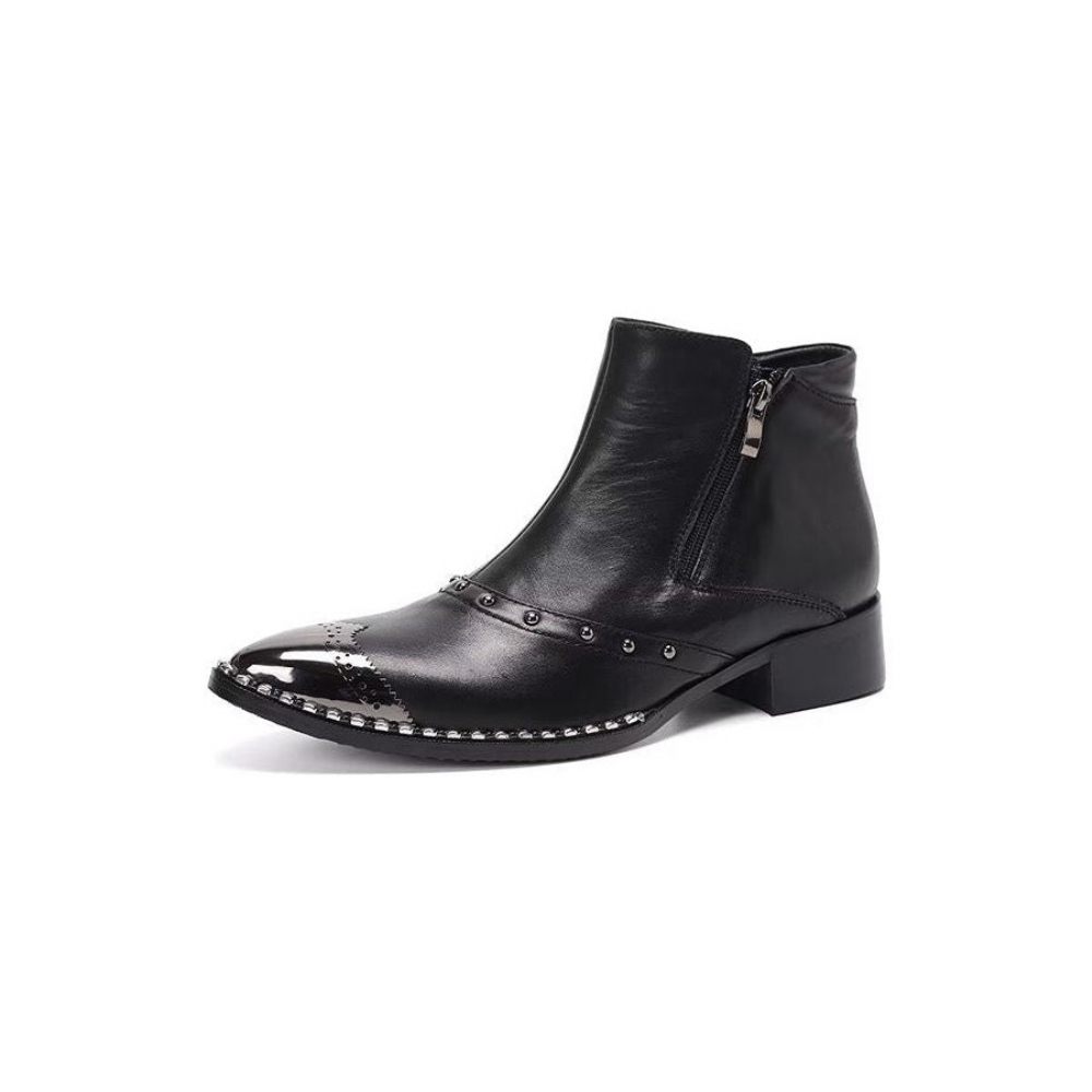 Bottines Pour Hommes Lux Cuir Raffiné - Noir