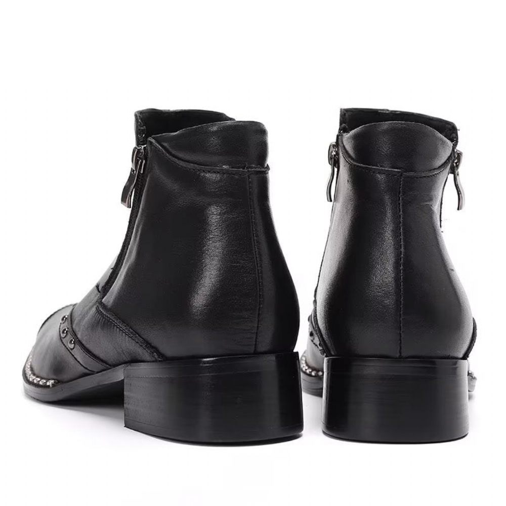 Bottines Pour Hommes Lux Cuir Raffiné - Noir