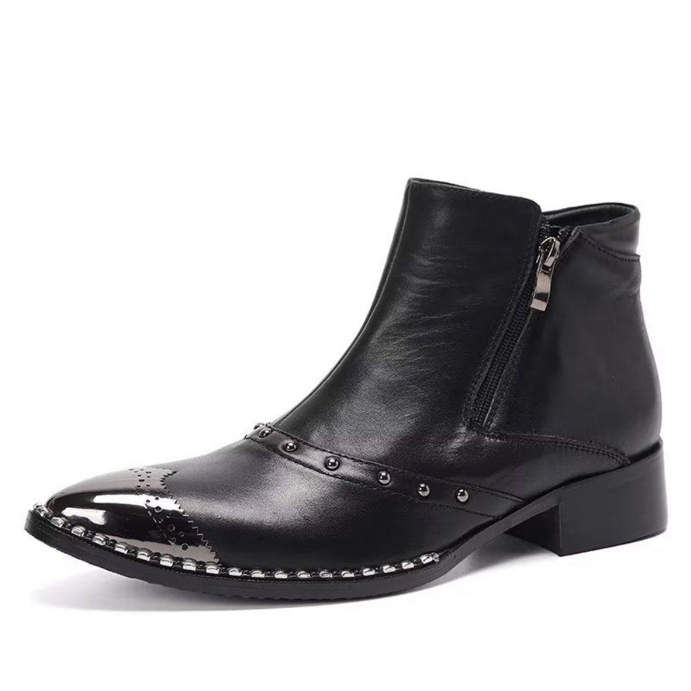 Bottines Pour Hommes Lux Cuir Raffiné - Noir