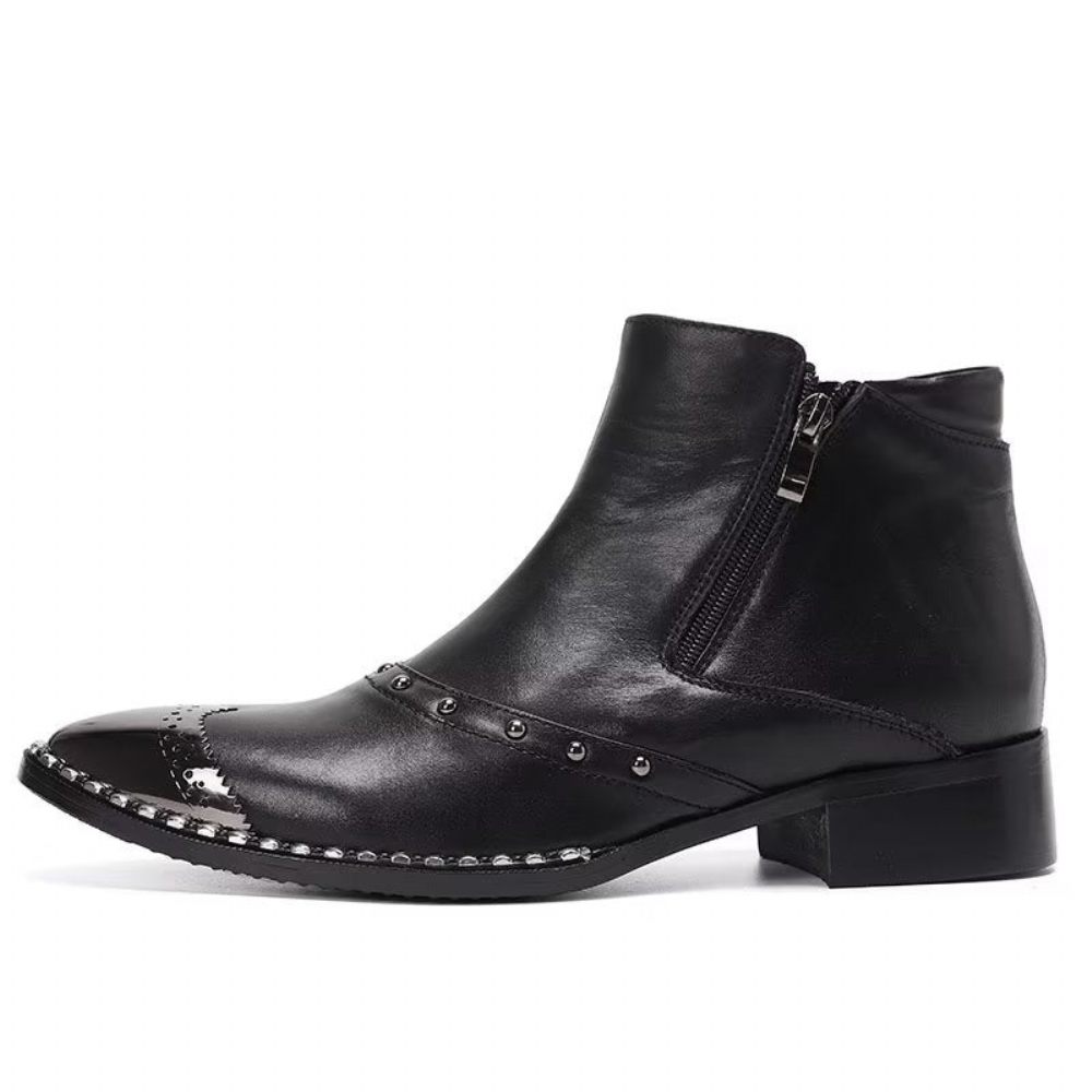 Bottines Pour Hommes Lux Cuir Raffiné - Noir