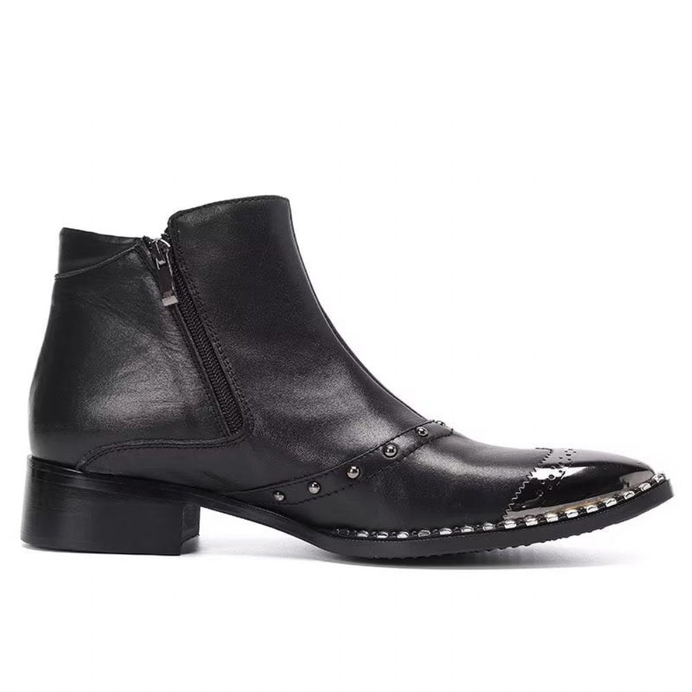 Bottines Pour Hommes Lux Cuir Raffiné - Noir