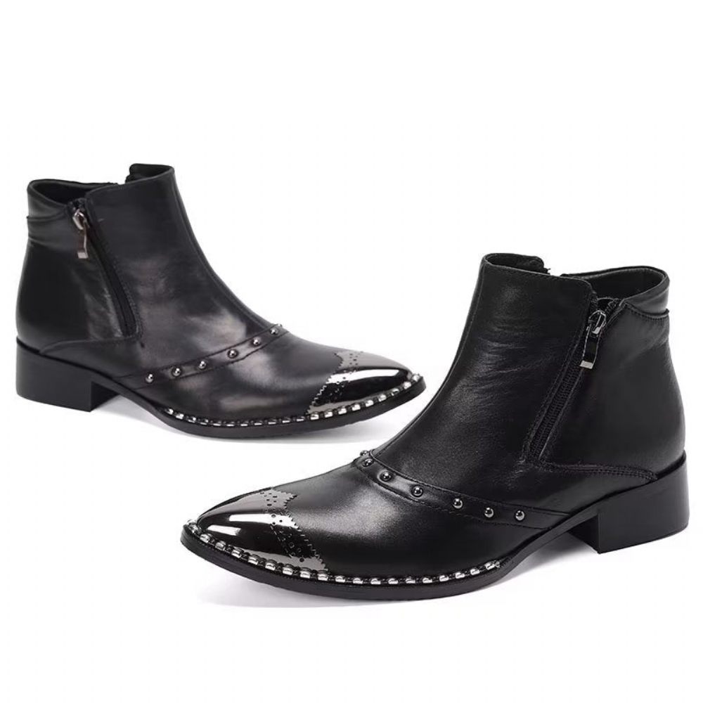 Bottines Pour Hommes Lux Cuir Raffiné - Noir