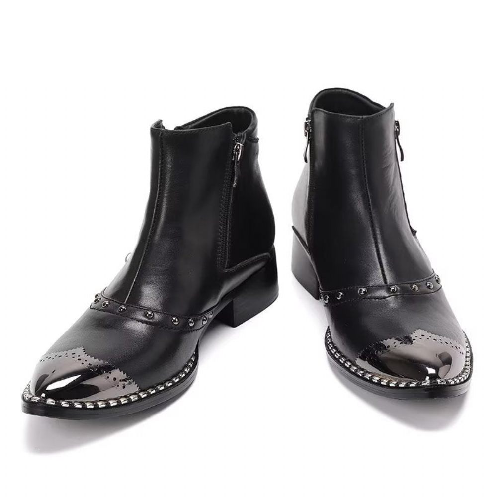 Bottines Pour Hommes Lux Cuir Raffiné - Noir