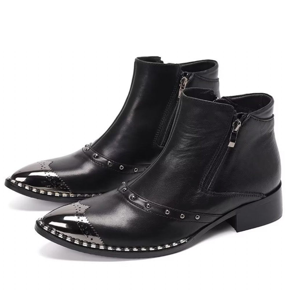 Bottines Pour Hommes Lux Cuir Raffiné - Noir