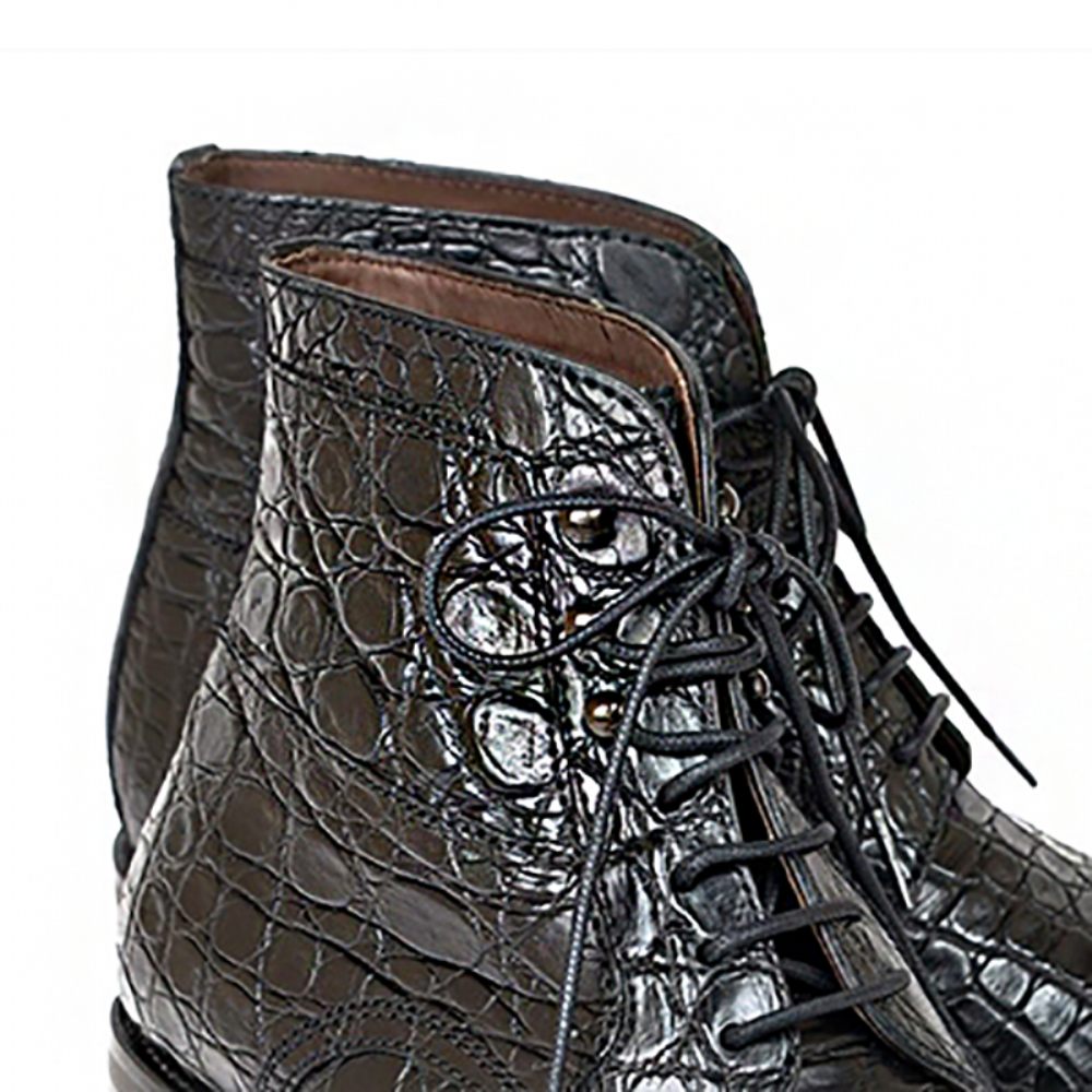 Bottines À Lacets Alligator Britannique Suave Pour Hommes - Noir