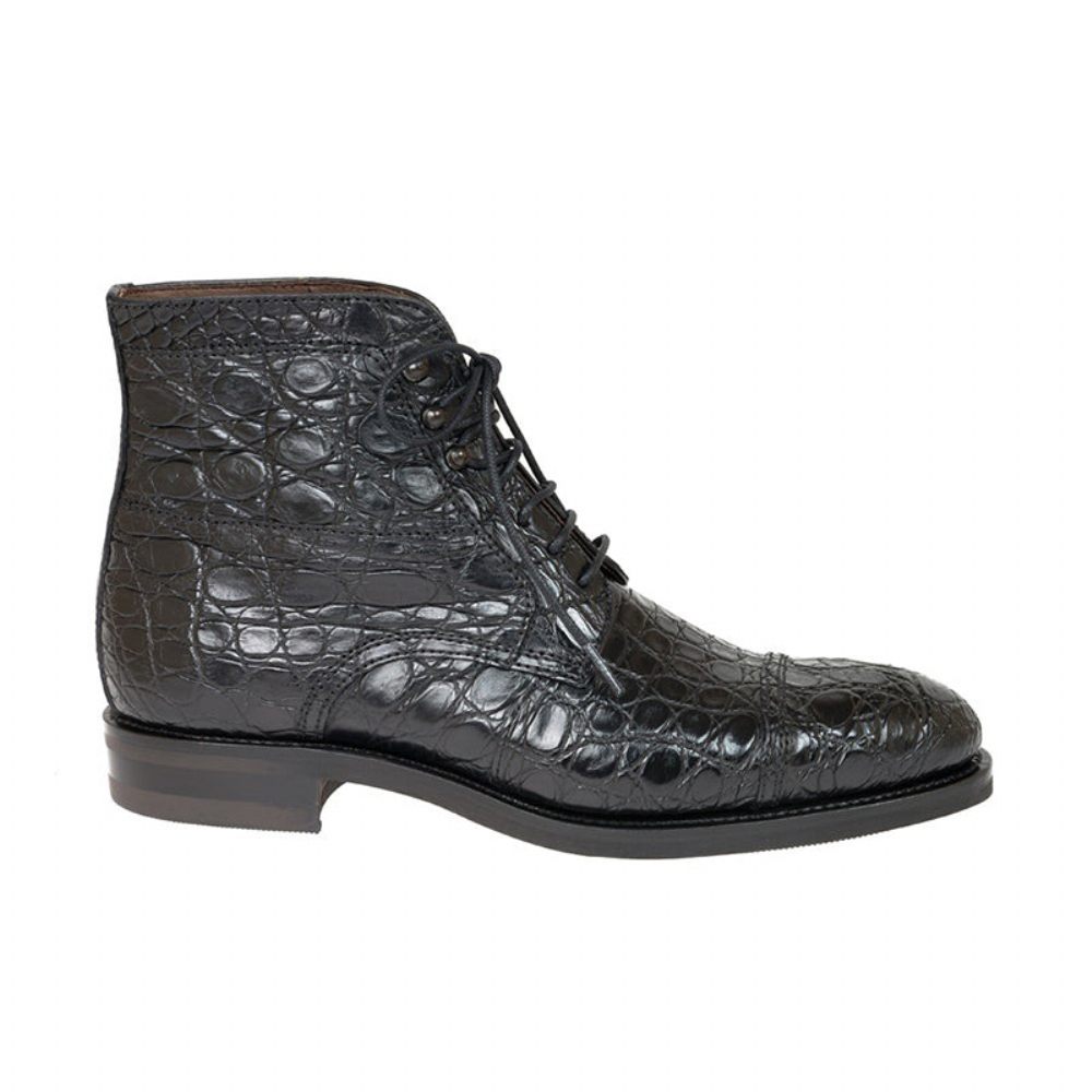 Bottines À Lacets Alligator Britannique Suave Pour Hommes - Noir