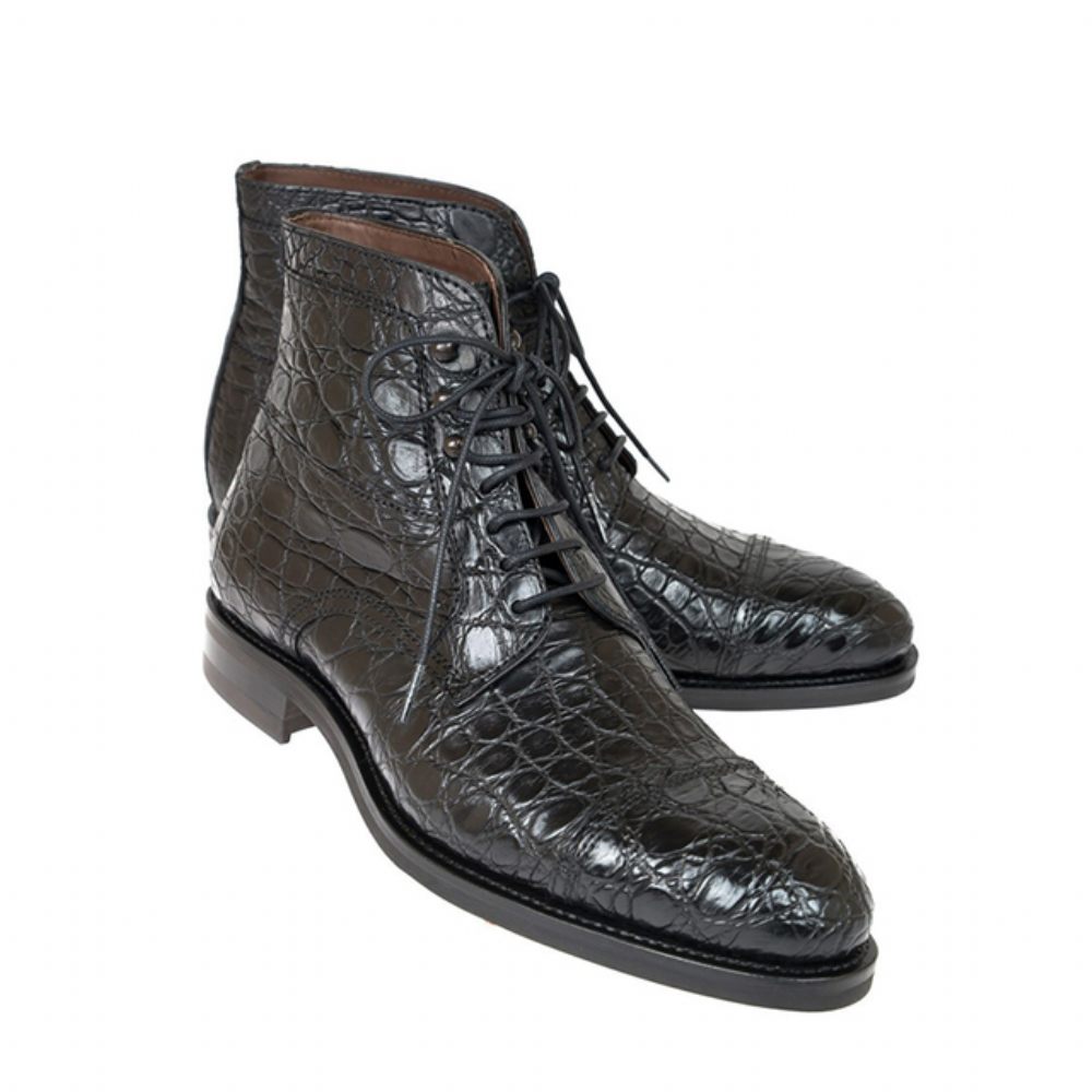 Bottines À Lacets Alligator Britannique Suave Pour Hommes - Noir