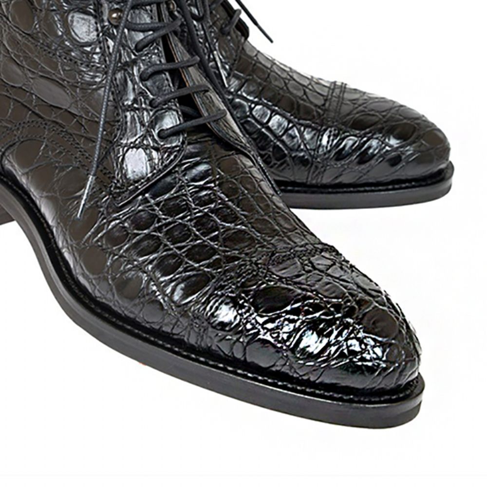 Bottines À Lacets Alligator Britannique Suave Pour Hommes - Noir