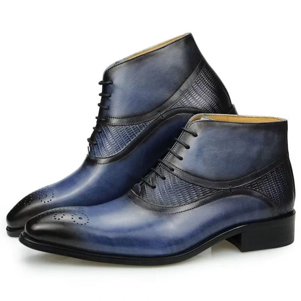 Bottines À Lacets Modish Pour Hommes - Bleu