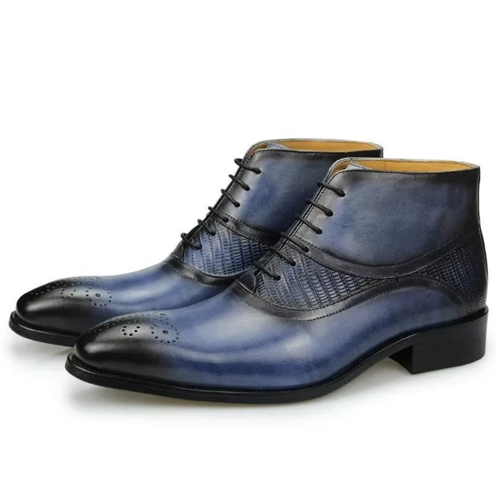 Bottines À Lacets Modish Pour Hommes - Bleu